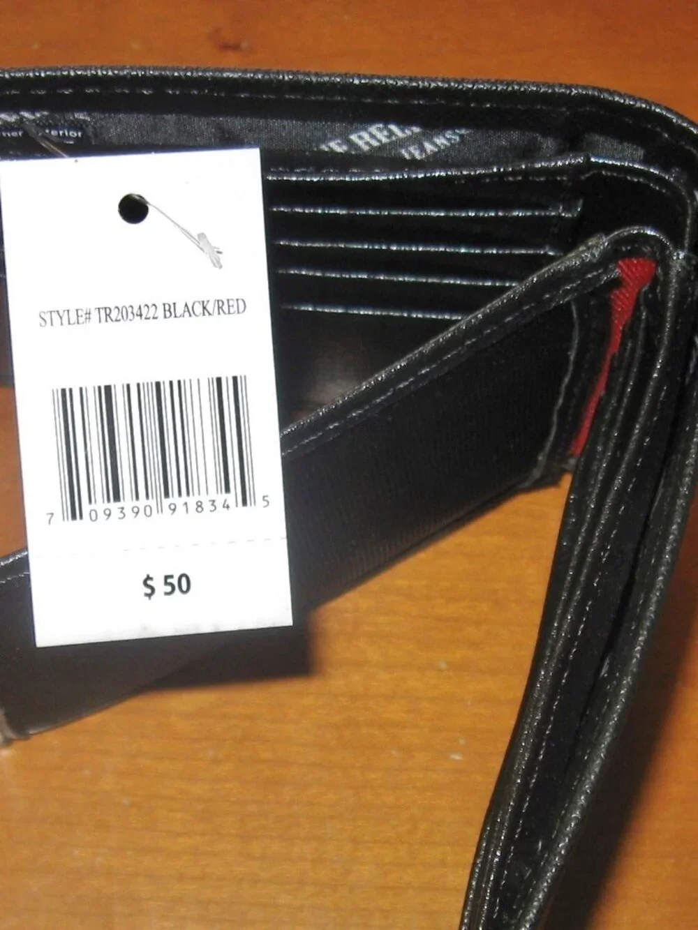 True Religion Slake Wallet Black Red Genuine Textured Leather Exterior Wallet